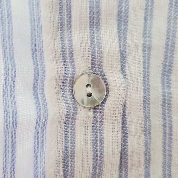 Per Se | Blue and White Striped Button Back Linen Blend Shirt | Size 2X | NWT - Picture 5 of 9